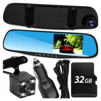 Videorekordér Zrcátko Kamera Automobilová Full Hd 32GB Couvání Přední Zadní