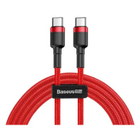 Odolný kabel nylonem opletený USB-C / USB-C PD QC 60W 3A 480Mb/s Baseus Cafule 2m Červený