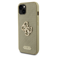 Zadní kryt Guess PU Perforated 4G Glitter Metal Logo pro Apple iPhone 13, zlatá