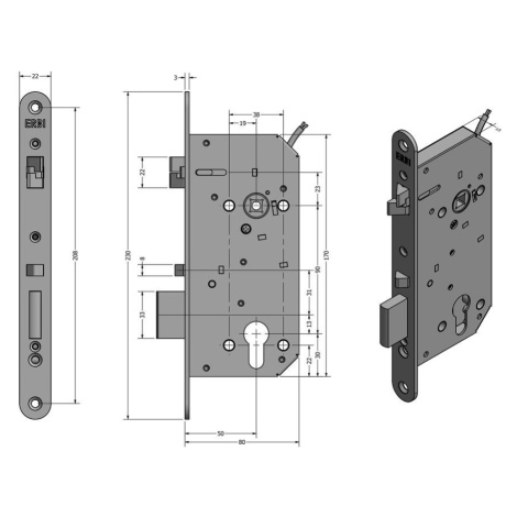 SAM EL B 9050 - elektromechanický samozamykací zámek