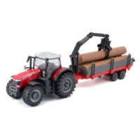 Bburago 10cm Farm Traktor na setrvačník s vlečkou Massey Ferguson 8740S