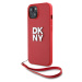 DKNY PU Leather Stack Logo Wrist Strap kryt iPhone 13 červený