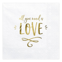 PartyDeco Ubrousky - All you need is love 33 x 33 cm