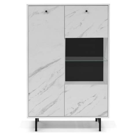 GAB Vitrínová skříň VEROLA WIT90, 90 cm Barva dřeva: Bílá Mramor GAB nábytek