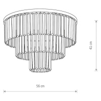 Euluna Stropní svítidlo Cristal, průhledné/černé, Ø 56 cm