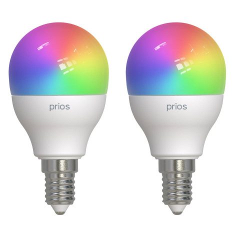 PRIOS Prios Smart LED kapková lampa E14 4,9W RGBW CCT Tuya matná 2 kusy