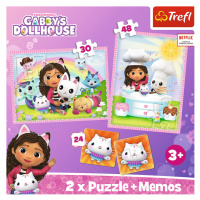 TREFL -  Puzzle 2v1 + pexeso - Gabby se svou kočičkou / Universal Gabby's Dollhouse