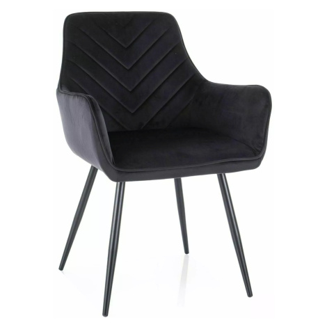 Signal Sametové jídelní křeslo Fin černé