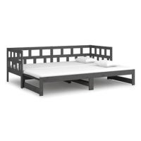 Výsuvná postel šedá masivní borovice 2× (80 × 200) cm , 820229