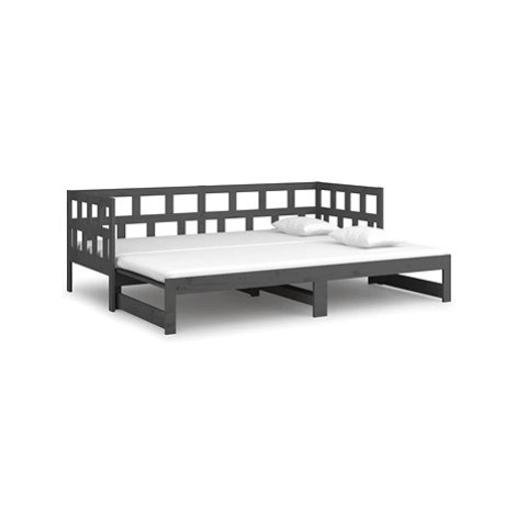 Výsuvná postel šedá masivní borovice 2× (80 × 200) cm , 820229 SHUMEE