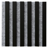 WallART Dekorativní nástěnné lamely s filcem, Černý mat / šedý 30x30x0,8 cm - 6 lamel