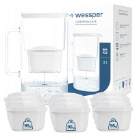 Skleněná filtrační konvice Wessper aquamax 3l 10x Filtr Wessper aquamax