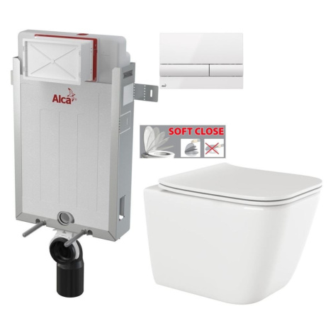 ALCADRAIN Renovmodul předstěnový instalační systém s bílým tlačítkem M1710 + WC INVENA PAROS + S AKCE/SET/ALCA