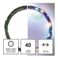EMOS Vánoční LED řetěz Nanos zelený s časovačem 4 m barevné světlo