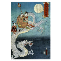 Obrazová reprodukce Dragon and Japanese in traditional costume - Japanese, Kunisada III, Utagawa