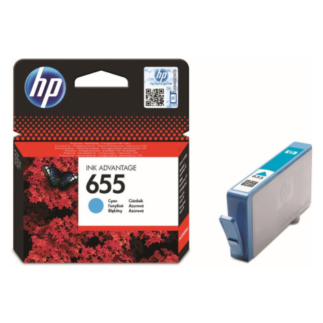 HP 655 Cyan Ink Cartridge Azurová