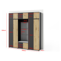 Eka Předsíňová stěna s čalouněnými panely Joey 4 - Černá a Dub Artisan / Hořčicová 2326