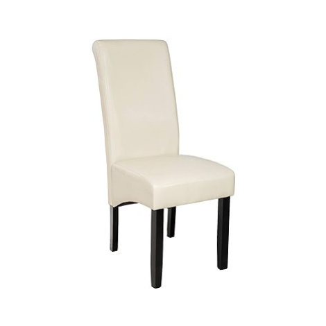 Jídelní židle ergonomická, masivní dřevo, krémová tectake