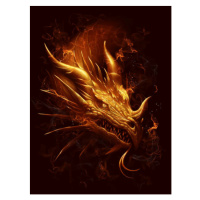 Umělecký tisk Fire dragon head digital painting, Refluo, (30 x 40 cm)