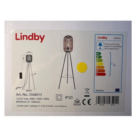 Lindby Lindby - Stojací lampa MARLY 1xE27/40W/230V