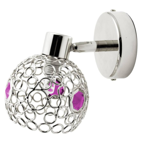 Nástěnná lampa chrom + fialová bodová lampa Aron CANDELLUX
