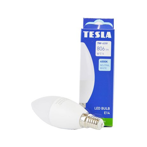 Tesla - LED žárovka CANDLE svíčka, E14, 7W, 230V, 806lm, 25 000h, 4000K denní bílá, 180st