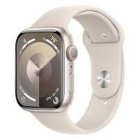 Apple Watch Series 9 45mm Hvězdně bílý hliník s hvězdně bílým sportovním řemínkem - S/M