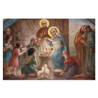 Fotografie Nativity scene fresco in Saint Joseph, Fred de Noyelle, 40 × 26.7 cm