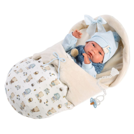 Llorens 73885 NEW BORN CHLAPEČEK - realistická panenka miminko s celovinylovým tělem - 40 cm