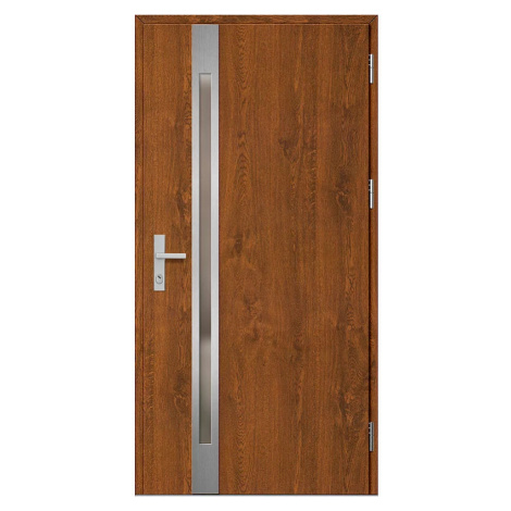 Ocelové vchodové dveře LANGEN 1 - Ořech (kresba dřeva), 80 / 207,5 cm, P ERKADO
