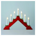 Exihand Adventní svícen 2262-510.T dřevěný červený s taženou žárovkou LED Filament 7x34V/0,2W KO