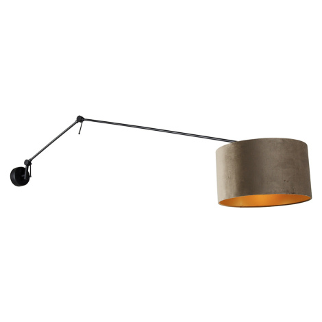 Nástěnná lampa černá s velurovým stínidlem taupe 35 cm nastavitelná - Blitz QAZQA