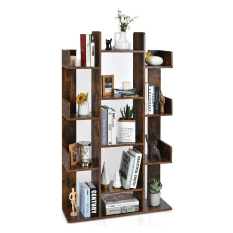 Costway Knihovna se 13 policemi, rustikální hnědá, 140 x 86 x 23,5 cm HW67565CF