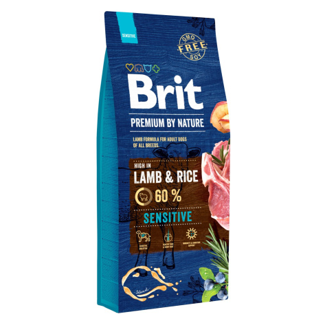 Brit Premium by Nature Granule pro psy SENSITIVE s jehněčím a rýží 15 kg