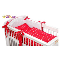 Baby Nellys Mantinel s povlečením MINKY BABY - červené hvězdičky, 135x100 cm - 135x100
