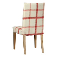 Dekoria Potah na židli IKEA  Henriksdal, krátký, režný podklad,červená mřížka, židle Henriksdal,