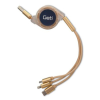 Kabel GETI GCU 05 USB 3v1 zlatý samonavíjecí