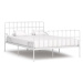 Rám postele s laťkovým roštem bílý kov 140x200 cm