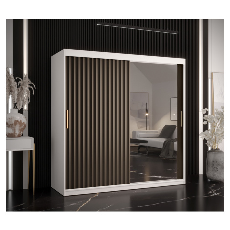 Šatní skříň Abi Riflo Wave 2 Barva korpusu: Bílá, Rozměry: 180 cm, Dveře: Černá + zrcadlo