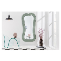 Estila Asymetrické designové art deco zrcadlo Swan s polyuretanovým rámem v pastelové zelené bar