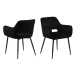 Design Scandinavia Jídelní židle s područkami Ranja (SET 2 ks), textil, černá