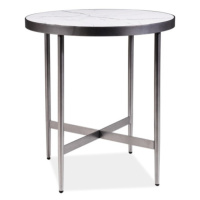 Přístavný stolek DULURIS bílý mramor/stříbrná