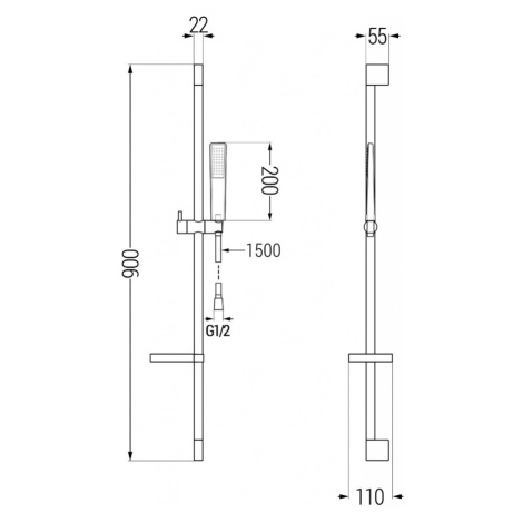 MEXEN/S DS72 posuvný sprchový set, černá 785724583-70