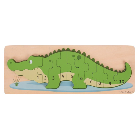 Bigjigs Toys Vkládací puzzle krokodýl s čísly CROCODILE zelený