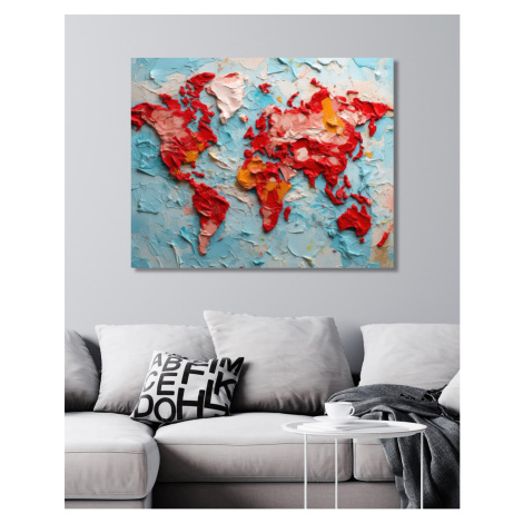 Obrazy na stěnu - Mapa země Rozměr: 80x100 cm, Rámování: bez rámu a bez vypnutí plátna