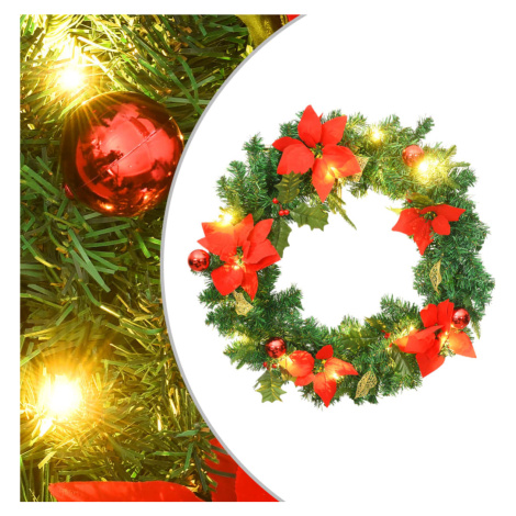 vidaXL Vánoční věnec s LED diodami zelený 60 cm PVC