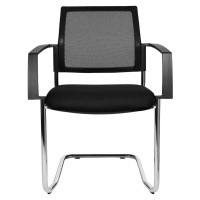 Topstar Síťovaná stohovací židle, křeslo na pružné podnoži, bal.j. 2 ks, černý sedák, pochromova