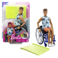 MATTEL BRB MODEL KEN NA INVALIDNÍM VOZÍKU V MODRÉM KOSTKOVANÉM TÍLKU