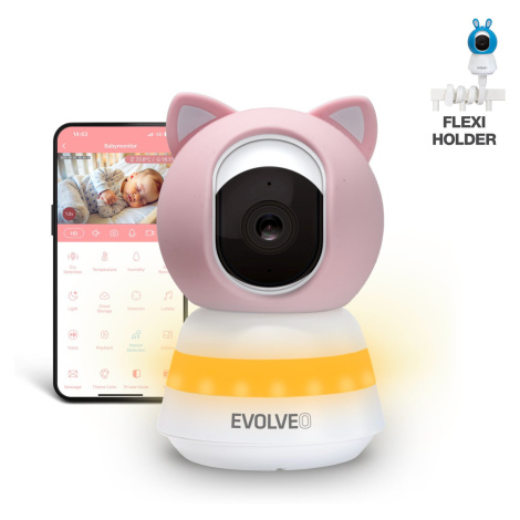 EVOLVEO Baby Monitor LUX- Chytrá 360° videochůvička s nočním viděním, detekcí pláče a pohybu, rů