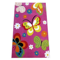 Dětský kusový koberec Motýli na růžovém podkladu 400 × 500